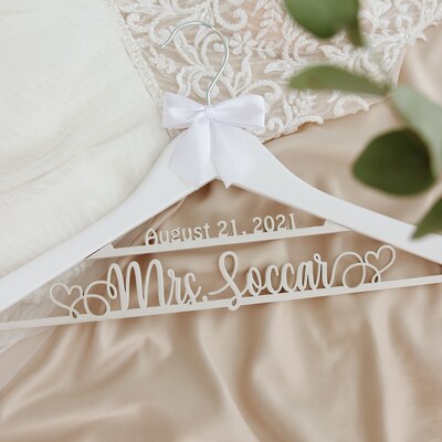 Personalized Bride Hanger, Wedding Hanger, Bridal Dress Hanger, Custom Hanger, Bridal Shower Gifts, Bridesmaid Hanger, Bridesmaid gifts - image3